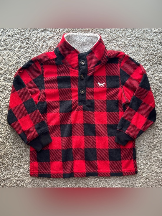 Carter's Other - Carter’s Red Black Buffalo Plaid Sherpa Lined Pullover Fleece 3T